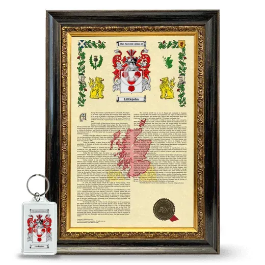 Littlejohn Framed Armorial History and Keychain - Heirloom