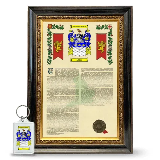 Litton Framed Armorial History and Keychain - Heirloom
