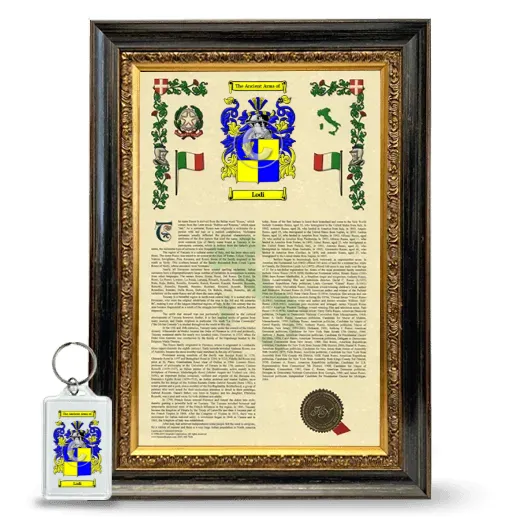 Lodi Framed Armorial History and Keychain - Heirloom