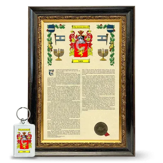 Loew Framed Armorial History and Keychain - Heirloom