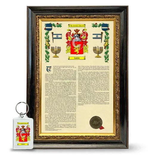 Loewe Framed Armorial History and Keychain - Heirloom
