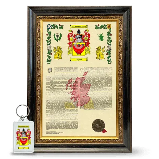 Loghin Framed Armorial History and Keychain - Heirloom