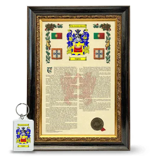 Lopess Framed Armorial History and Keychain - Heirloom