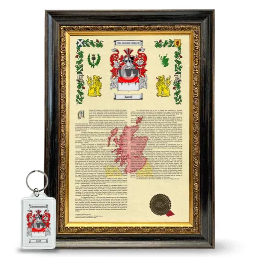 Lovel Framed Armorial History and Keychain - Heirloom