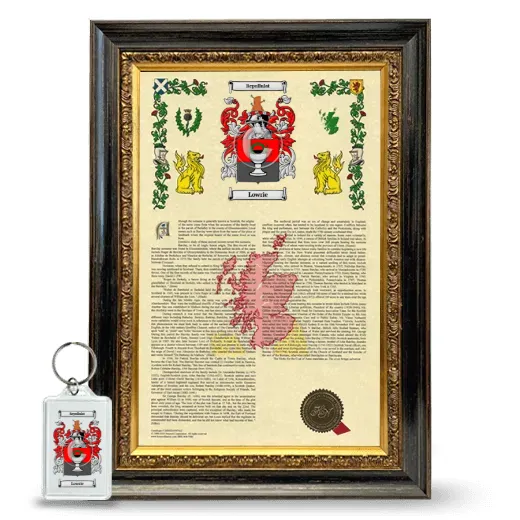 Lowrie Framed Armorial History and Keychain - Heirloom