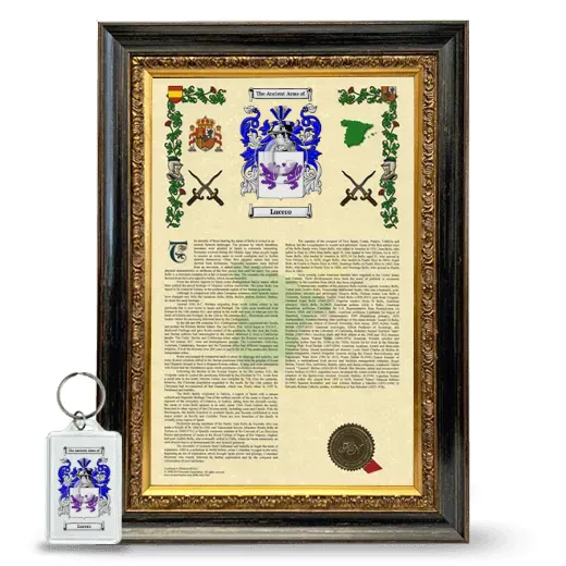 Lucero Framed Armorial History and Keychain - Heirloom