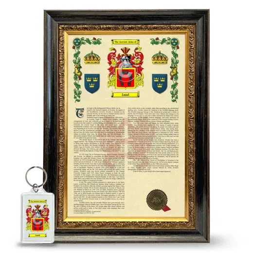 Lund Framed Armorial History and Keychain - Heirloom