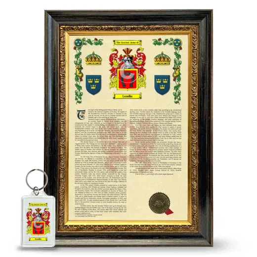 Lundin Framed Armorial History and Keychain - Heirloom