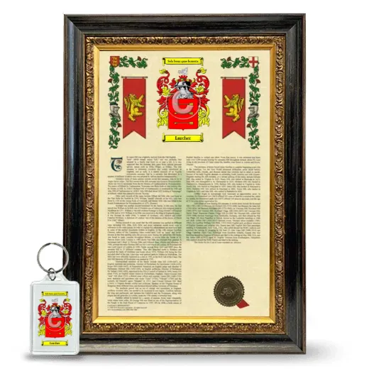 Lurcher Framed Armorial History and Keychain - Heirloom