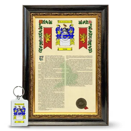 Lyton Framed Armorial History and Keychain - Heirloom