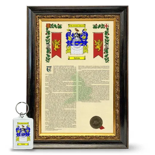 Lytton Framed Armorial History and Keychain - Heirloom