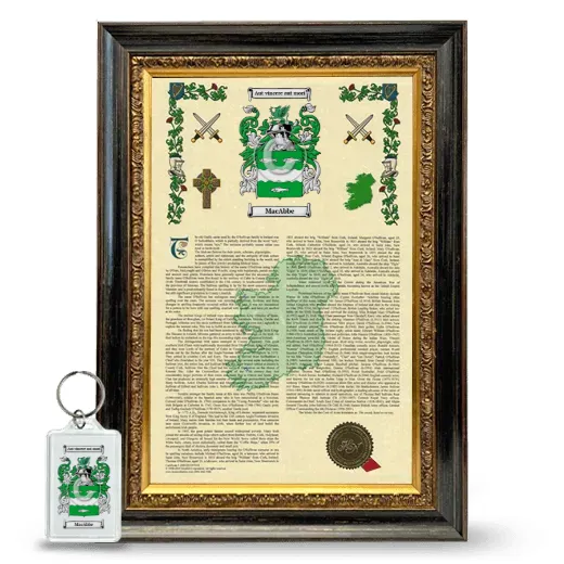 MacAbbe Framed Armorial History and Keychain - Heirloom