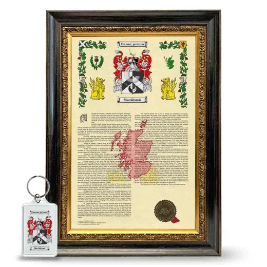 MacAlistair Framed Armorial History and Keychain - Heirloom