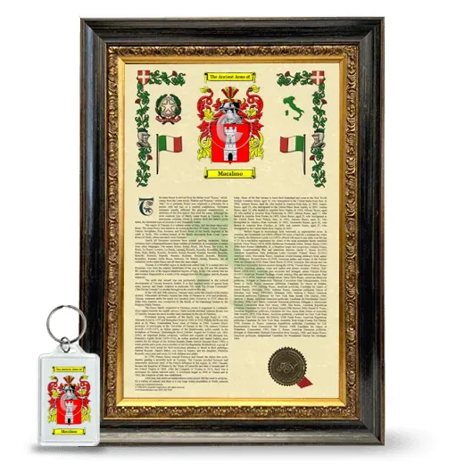 Macaluso Framed Armorial History and Keychain - Heirloom