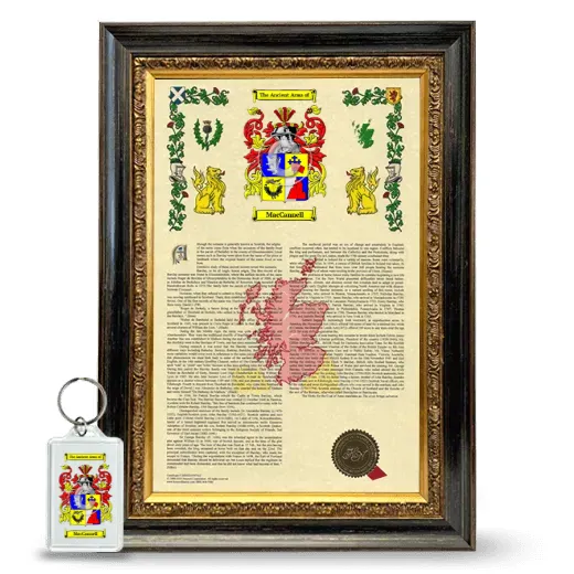 MacCannell Framed Armorial History and Keychain - Heirloom