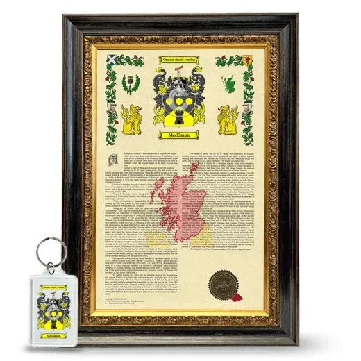 MacElmon Framed Armorial History and Keychain - Heirloom