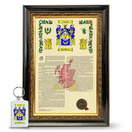 MacGillivray Framed Armorial History and Keychain - Heirloom