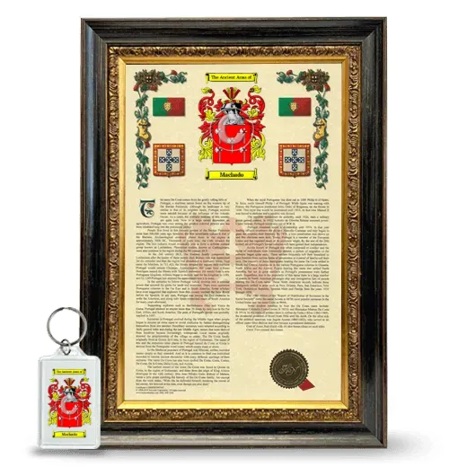 Machado Framed Armorial History and Keychain - Heirloom