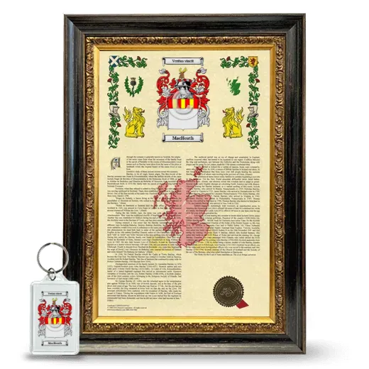 MacHeath Framed Armorial History and Keychain - Heirloom
