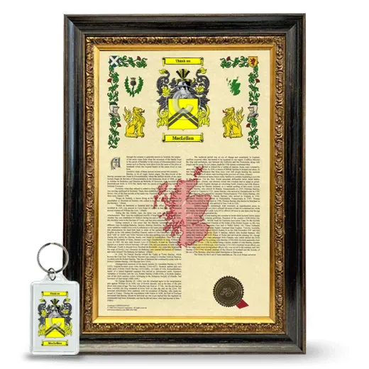 MacLellan Framed Armorial History and Keychain - Heirloom