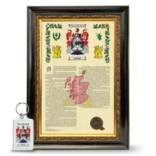 MacNab Framed Armorial History and Keychain - Heirloom
