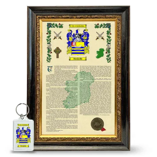 MacQuilly Framed Armorial History and Keychain - Heirloom