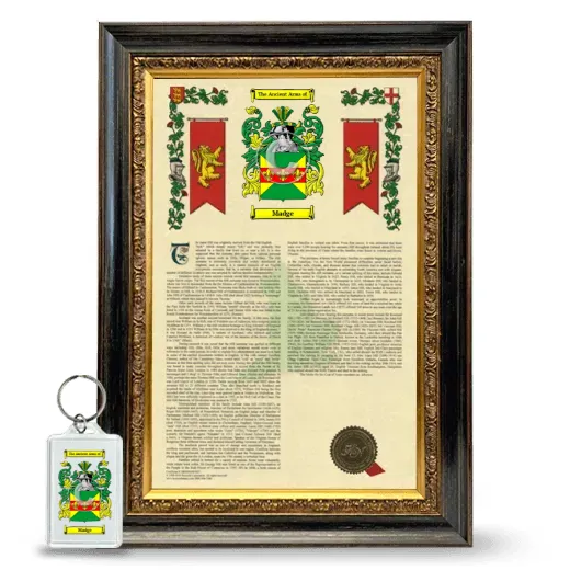 Madge Framed Armorial History and Keychain - Heirloom