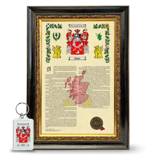 Magee Framed Armorial History and Keychain - Heirloom