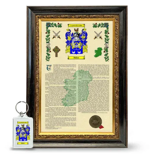 Mahar Framed Armorial History and Keychain - Heirloom