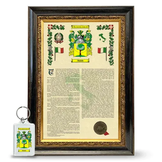 Maiolo Framed Armorial History and Keychain - Heirloom