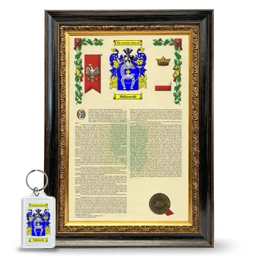 Malinowski Framed Armorial History and Keychain - Heirloom