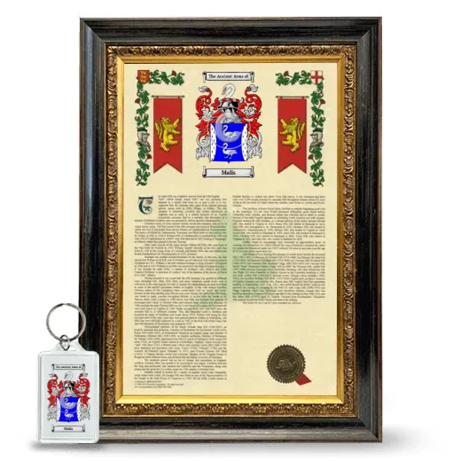 Malis Framed Armorial History and Keychain - Heirloom
