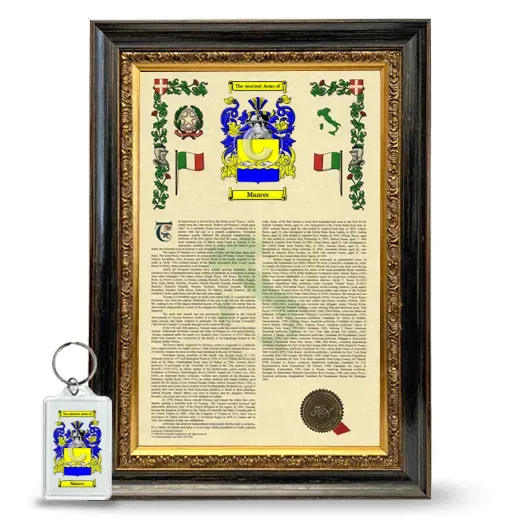 Mances Framed Armorial History and Keychain - Heirloom