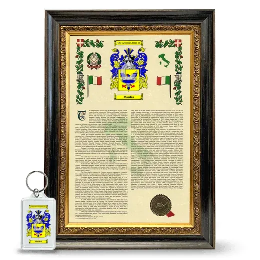 Manfra Framed Armorial History and Keychain - Heirloom