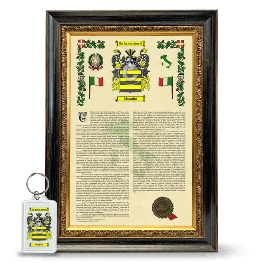Mangini Framed Armorial History and Keychain - Heirloom