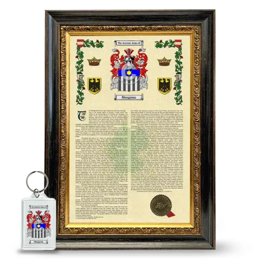 Mangrum Framed Armorial History and Keychain - Heirloom