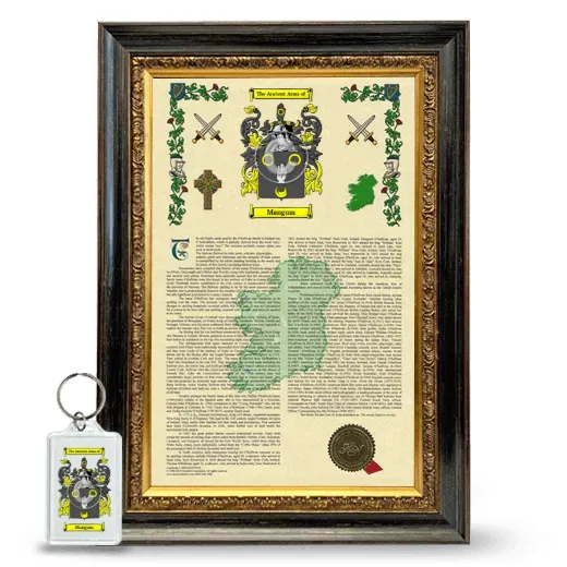 Mangum Framed Armorial History and Keychain - Heirloom