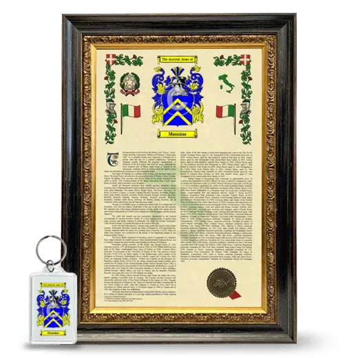 Mannina Framed Armorial History and Keychain - Heirloom