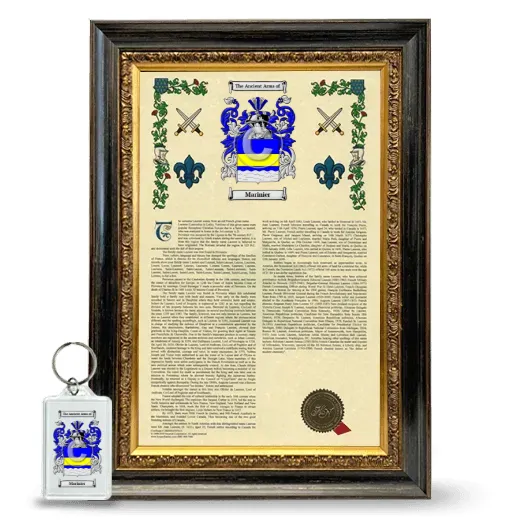 Marinier Framed Armorial History and Keychain - Heirloom