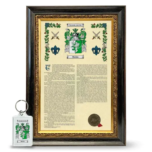Marion Framed Armorial History and Keychain - Heirloom