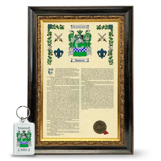 Marquette Framed Armorial History and Keychain - Heirloom