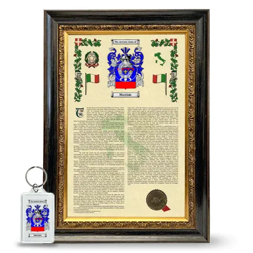 Martinis Framed Armorial History and Keychain - Heirloom