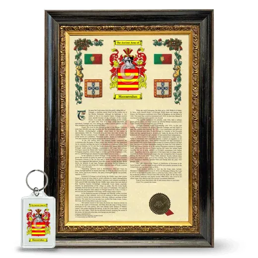 Mascarenhas Framed Armorial History and Keychain - Heirloom