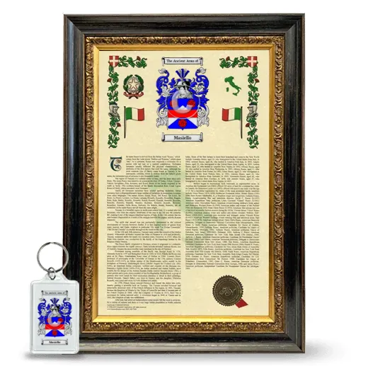 Masiello Framed Armorial History and Keychain - Heirloom