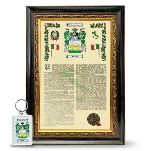 Massar Framed Armorial History and Keychain - Heirloom