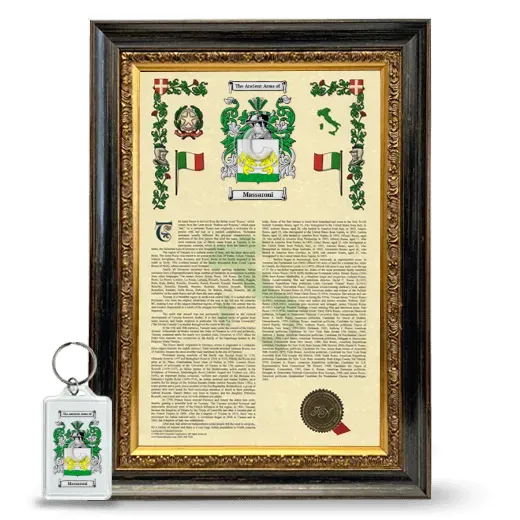 Massaroni Framed Armorial History and Keychain - Heirloom