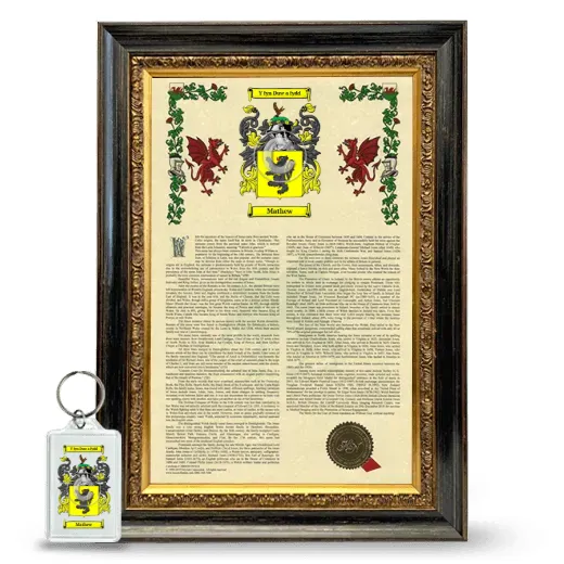 Mathew Framed Armorial History and Keychain - Heirloom