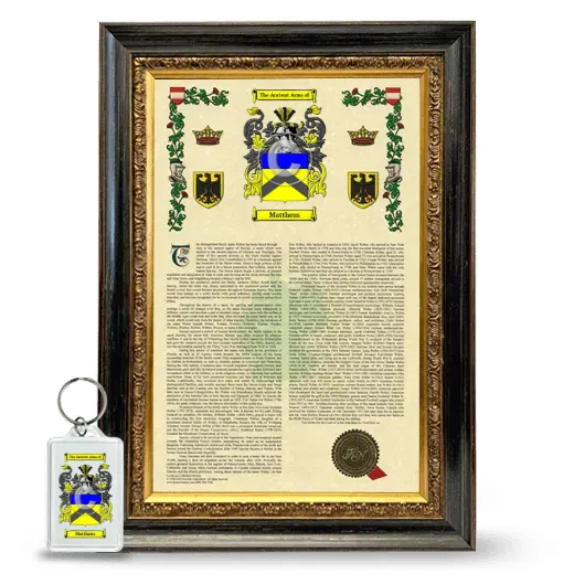 Mattheus Framed Armorial History and Keychain - Heirloom
