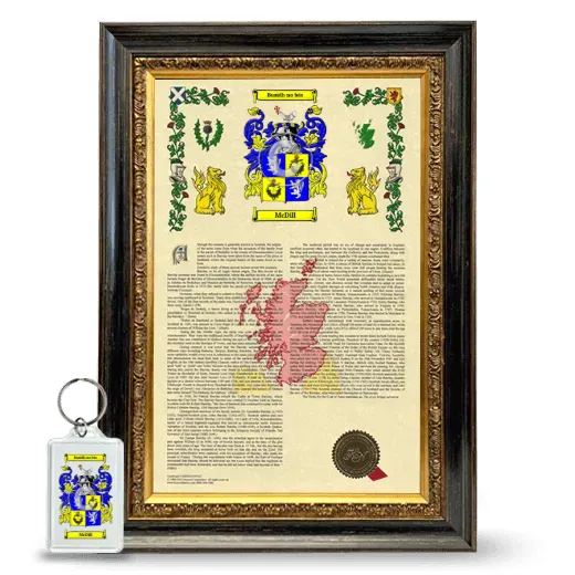 McDill Framed Armorial History and Keychain - Heirloom
