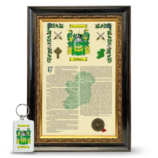 McElhinney Framed Armorial History and Keychain - Heirloom